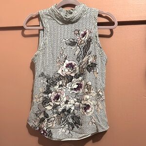 WHBM Silk Floral Sleeveless Top